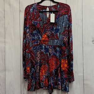 Free People Blue & Red Romper Size 12